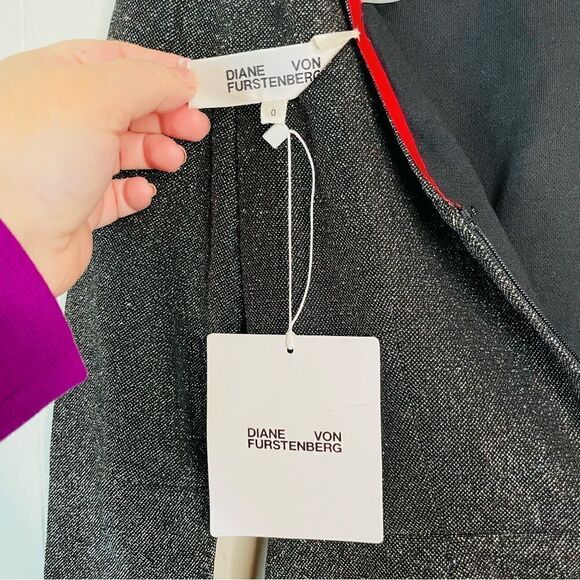 NWT - Diane Von Furstenberg Fitted Metallic Mini Dress - Picture 6 of 6